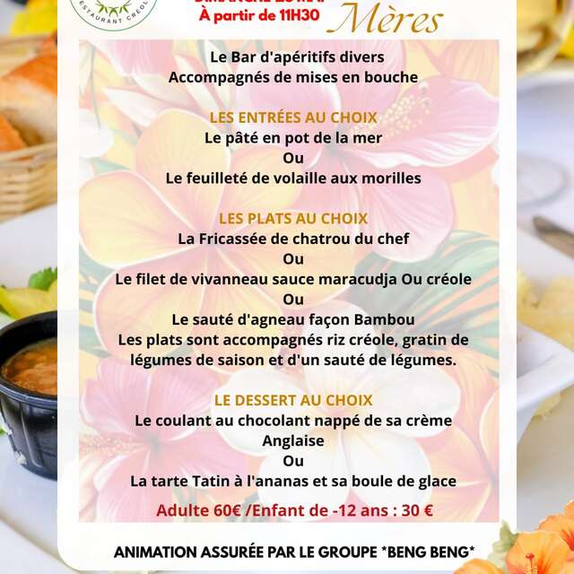 Menu Fête des mères (Le Bambou)