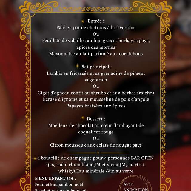 Menu du Nouvel An (Tante Arlette - Hôtel Tante Arlette **)