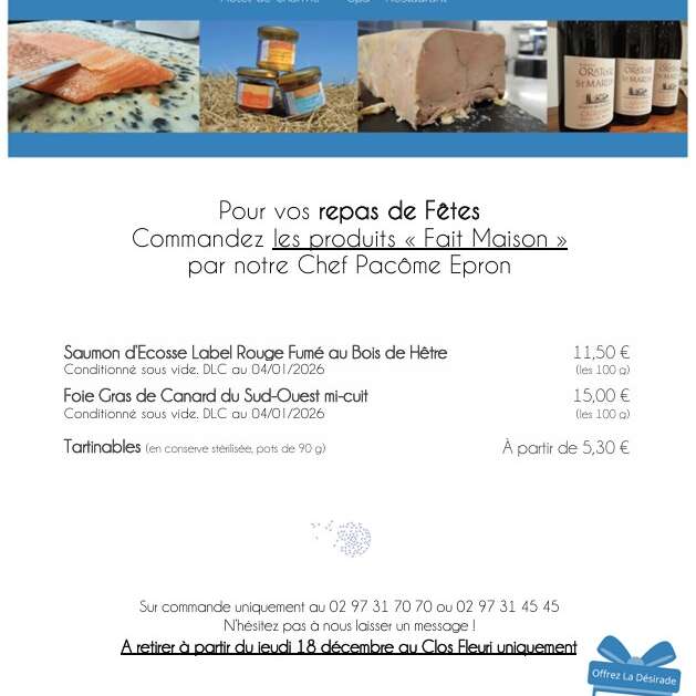 Pour vos fêtes : saumon fumé, foie gras et tartinables à emporter