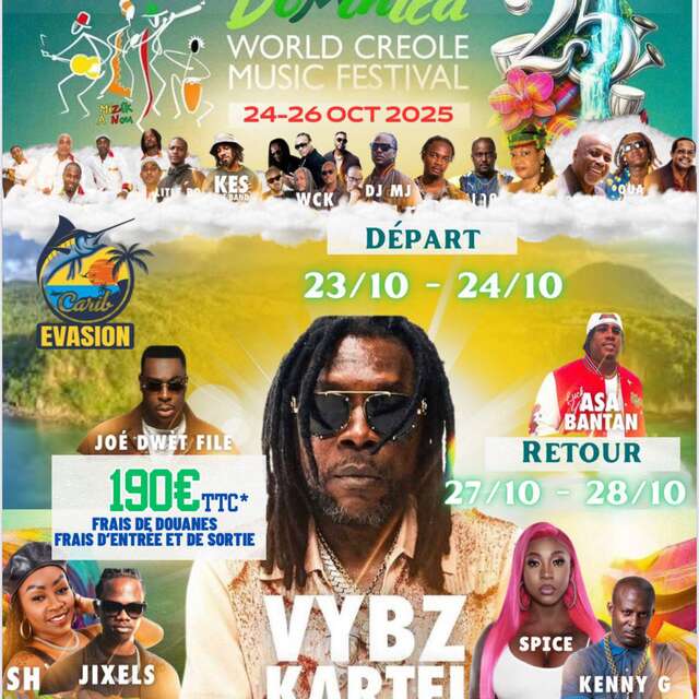 Aller-retour Dominica World creole music festival (Carib Evasion)