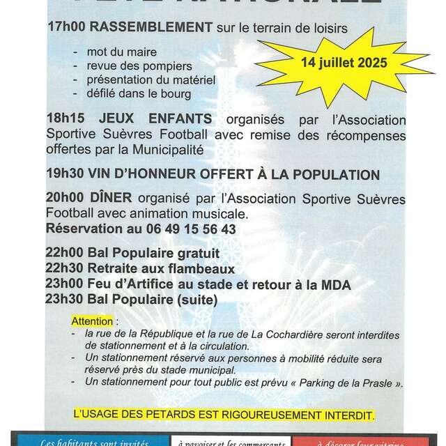 Fête Nationale 14 juillet - Suèvres
