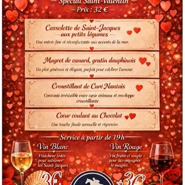 Votre menu de la Saint-Valentin aux 927