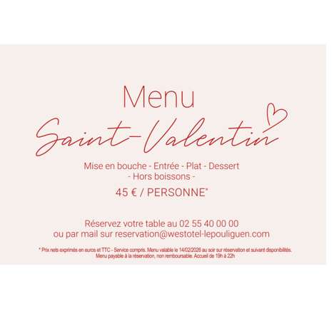 Menu Saint-Valentin au Restaurant Ailleurs