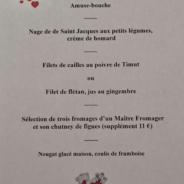 Votre menu de la Saint-Valentin à "La Bonne Source"