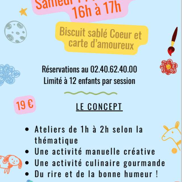 Ateliers Enfants: Biscuits sablés Coeur et cartes d'amoureux