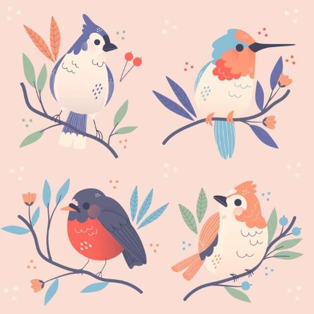 Concours de dessins enfants "Fleurs et oiseaux"