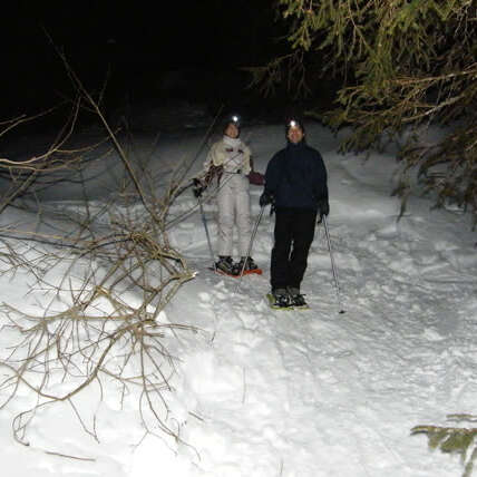 Randonnée en raquettes nocturne avec repas au chalet d'alpage