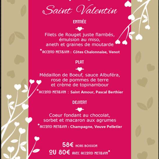 Menu Saint-Valentin - Les Charmes de Bresse