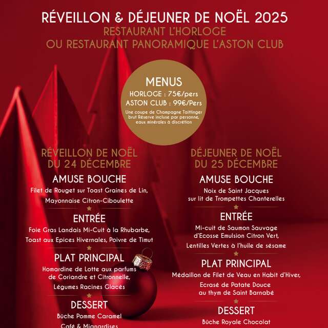 Réveillon & déjeuner de Noël - Aston La Scala