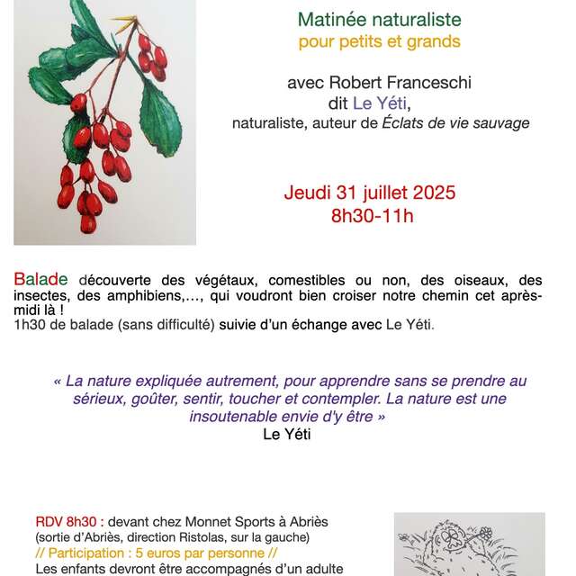 Balade naturaliste pour petits et grands avec Le Yéti