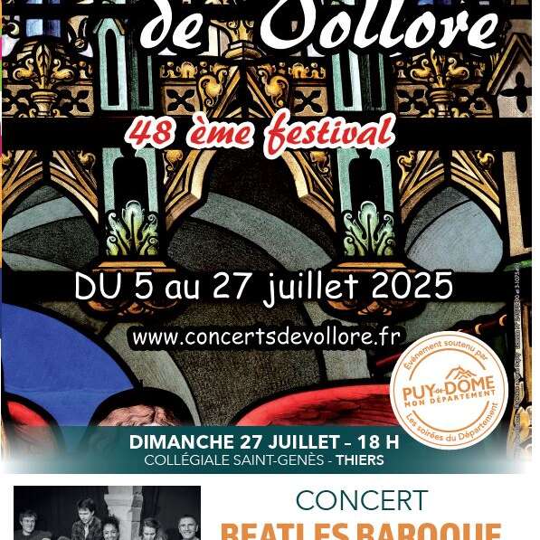 Soirées du Département 2025 - Conseil Départemental du Puy-de-Dôme - Festival Concerts de Vollore Beattles baroque