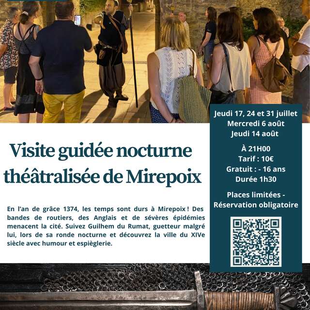 Visita guiada nocturna teatralizada de Mirepoix