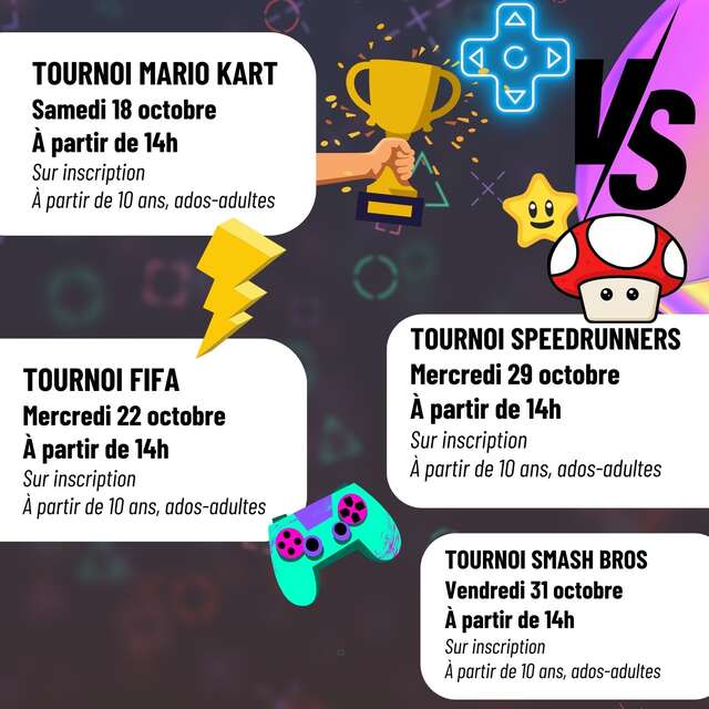 Tournois jeux vidéo - Vacances de la toussaint