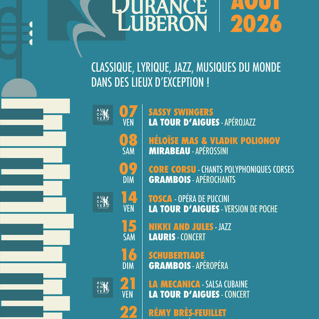 Festival Durance Luberon  à Mirabeau : Château de Mirabeau - apéRossini - HELOÏSE MAS & VLADIK POLIONOV