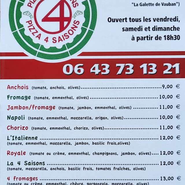 Camion Pizza les 4 saisons