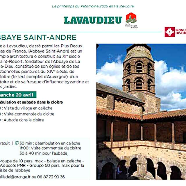 Dans le cadre du Printemps du Patrimoine "Cloître de Lavaudieu : déambulation et aubade"