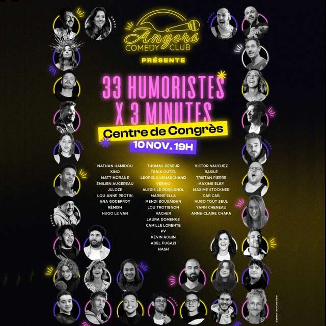 Spectacle : Angers Comedy Club :  33 humoristes x 3 minutes