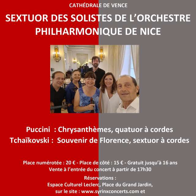 Concert sextuor des solistes de l'Orchestre Philharmonique de Nice