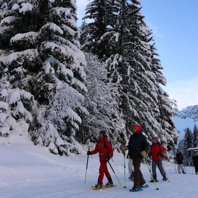 ESF snowshoe outing: Sunset at Pré Reynaud.