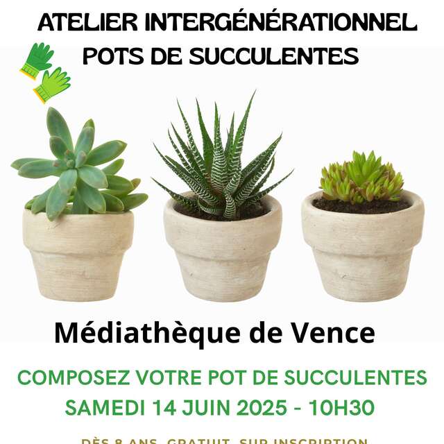 Atelier intergénérationnel  de création d'un pot de succulentes