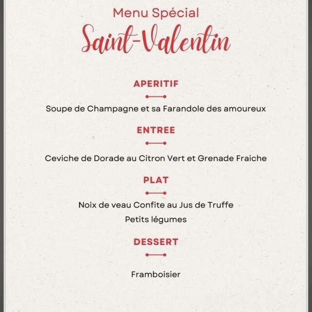 Valentine's special menu