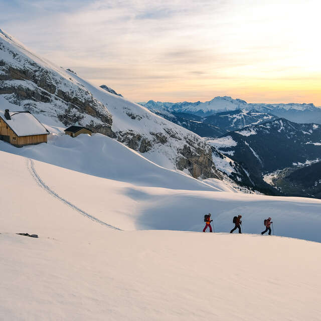 Skitouren im Sonnenuntergang