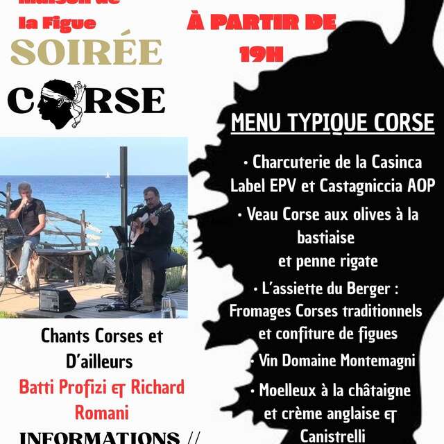 Dîner-concert "Chants Corses et d'ailleurs" par Batti Profizi et Richard Romani