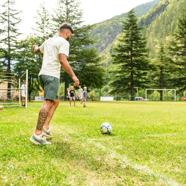 Soccer pitch and city stadium