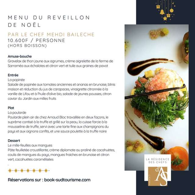 Menu du réveillon de Noël-Résidence des Chefs-Carré d'As- Fête