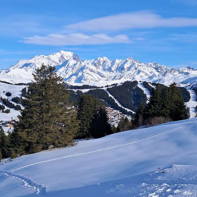 Randonnée raquette avec panorama sur le mont-Blanc