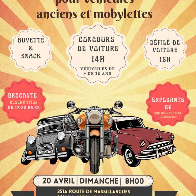 Bourse aux pièces détachées automobiles anciennes, brocante et défilé  de voitures anciennes