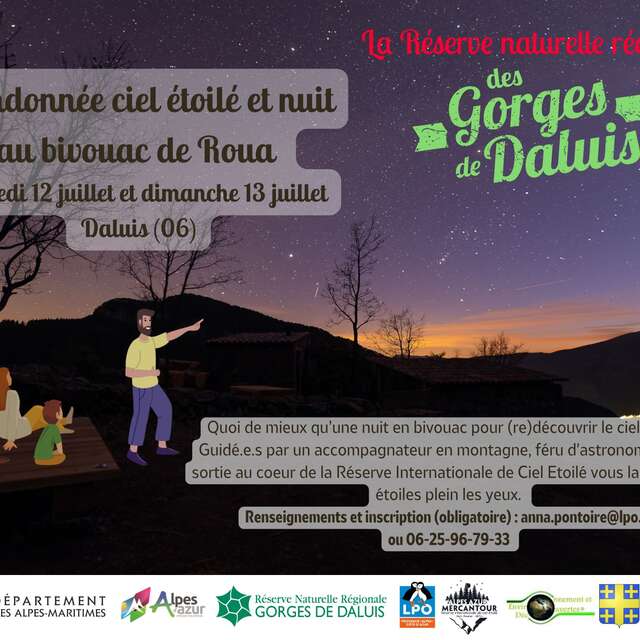 Randonnée ciel étoilé et nuit au bivouac de Roua