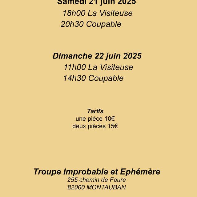 Théâtre - 2 pièces au programme à Fonneuve