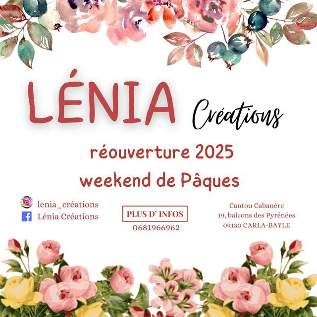 Réouverture 2025 de la boutik-atelier LENIA CREATIONS