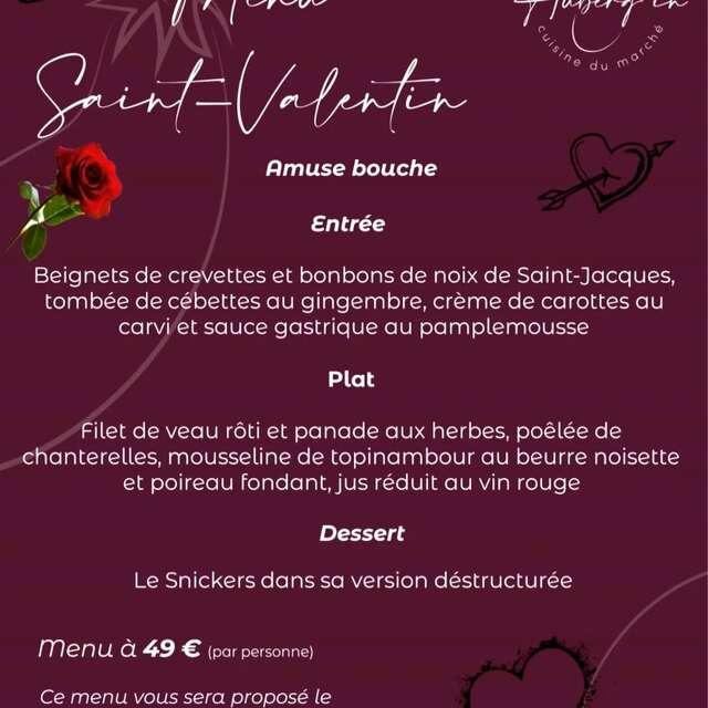 Menu Saint-Valentin - Auberg'in café-restaurant