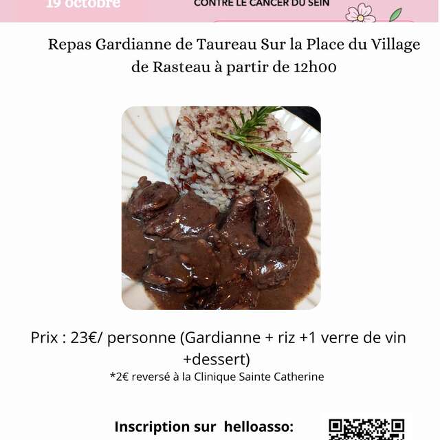 Repas Gardiane de Rasteau - Octobre Rose à Rasteau