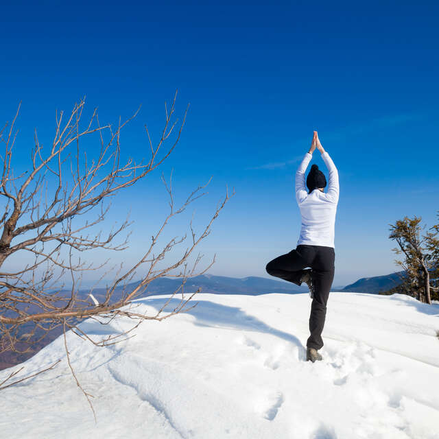 Snowshoeing and yoga