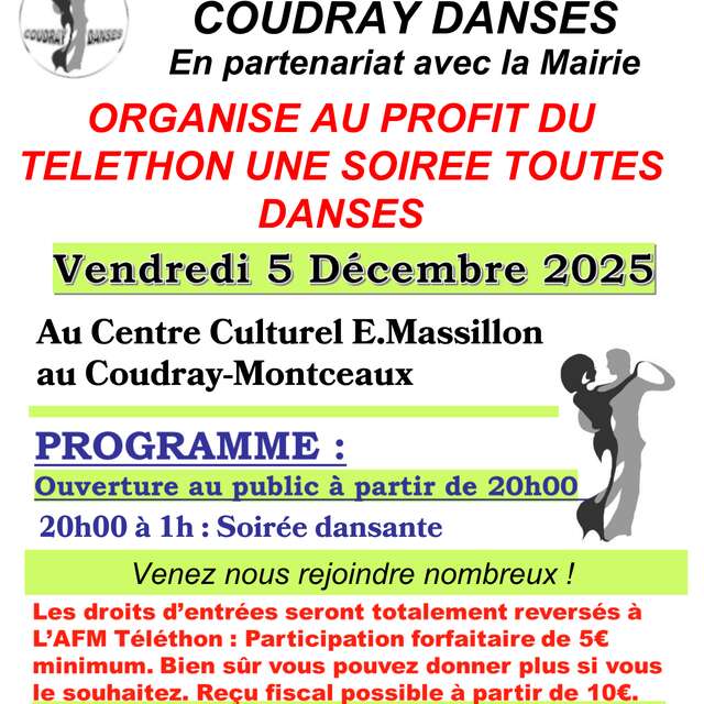 Soirée toutes danses au profit du Téléthon