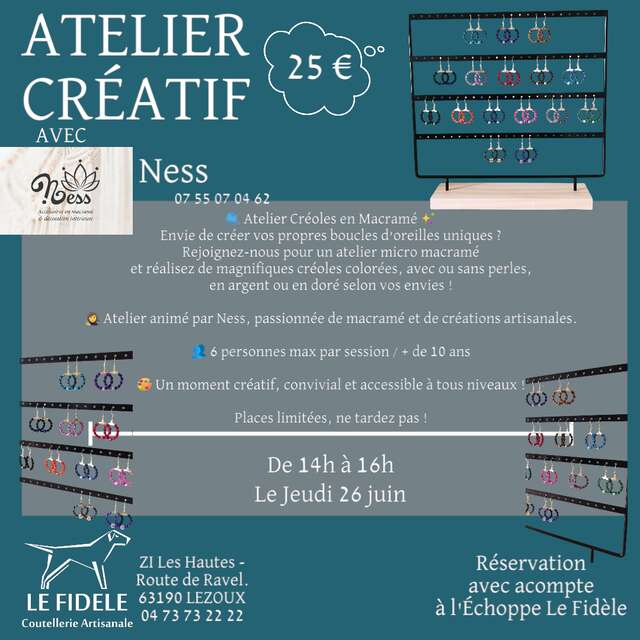 Atelier créatif - Boucles d'oreilles en Macramé
