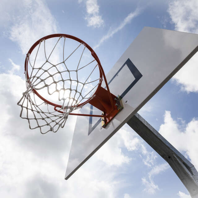 Démonstration de basket 3x3 par des joueurs de l'équipe de France