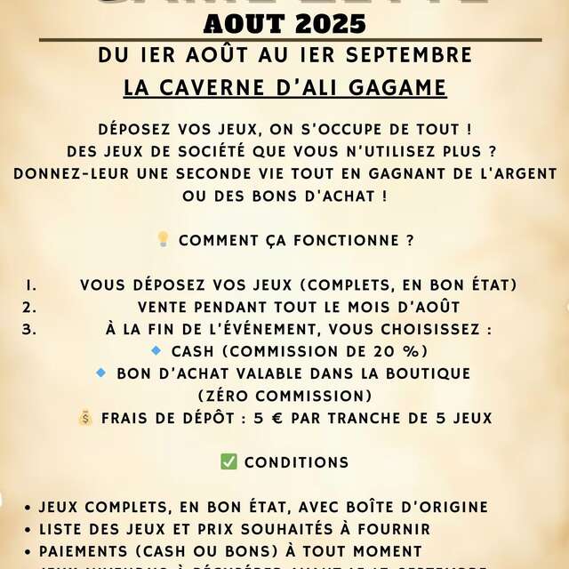Caverne d'Ali Gagame - Bourse aux jouets