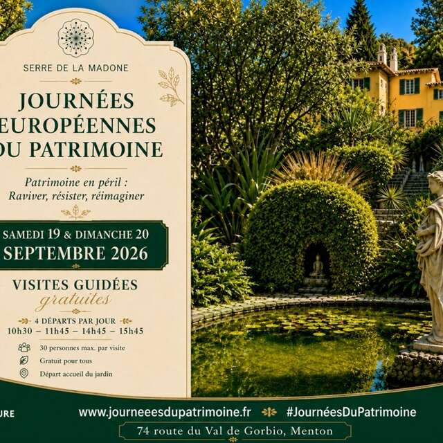 Journées européennes du Patrimoine : Jardin Serre de la Madone