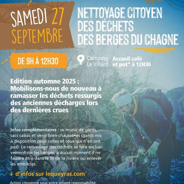 Nettoyage citoyen des déchets des berges du Chagne