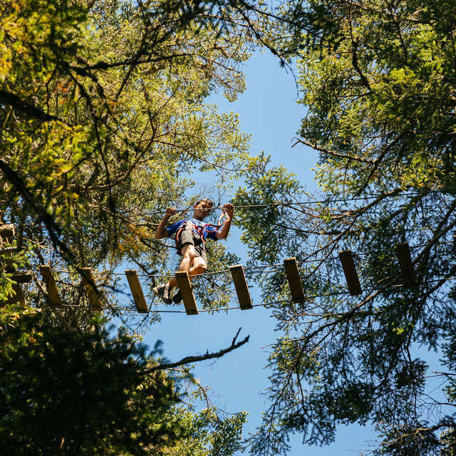 Grimper dans les arbres au Parcours Aventure de l'Écureuil