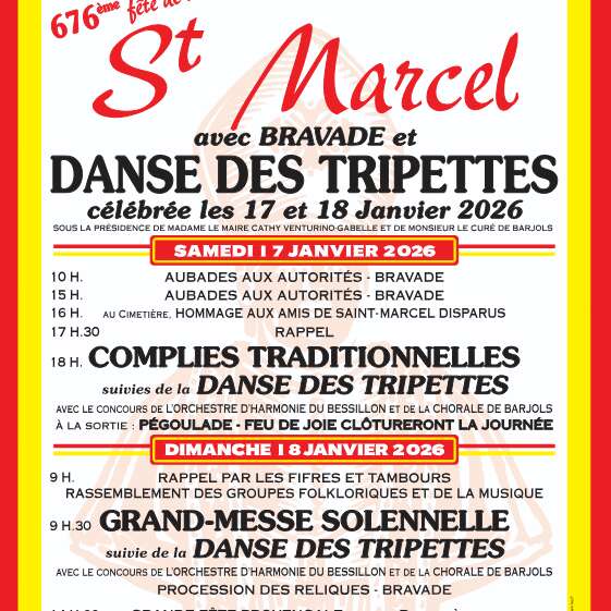 Petite fête de la Saint Marcel :  célébrations religieuses, bravades et danse des Tripettes