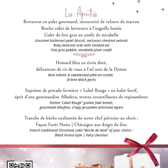 Menu du jour de Noël 2025 - La Table de la Réserve