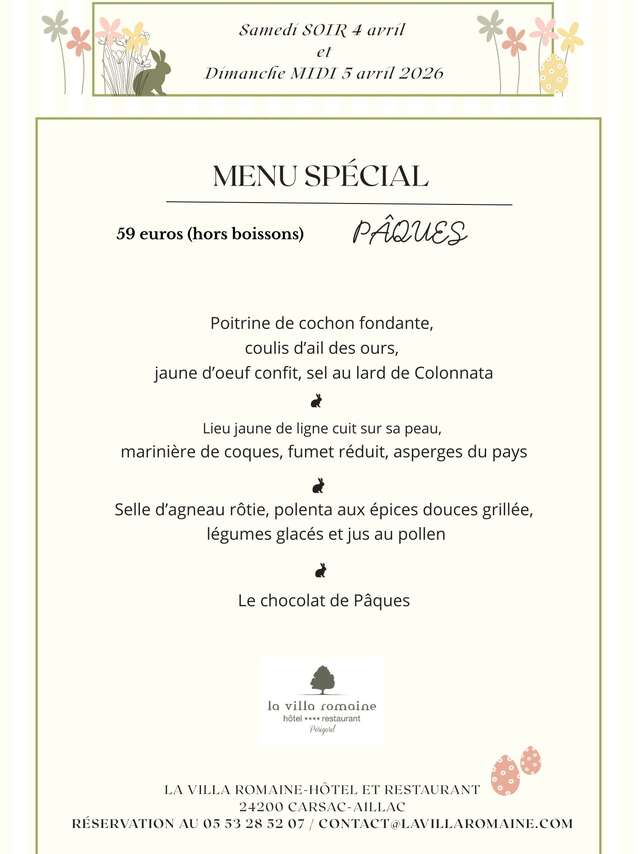 Repas de Pâques- La Villa Romaine Carsac-Aillac