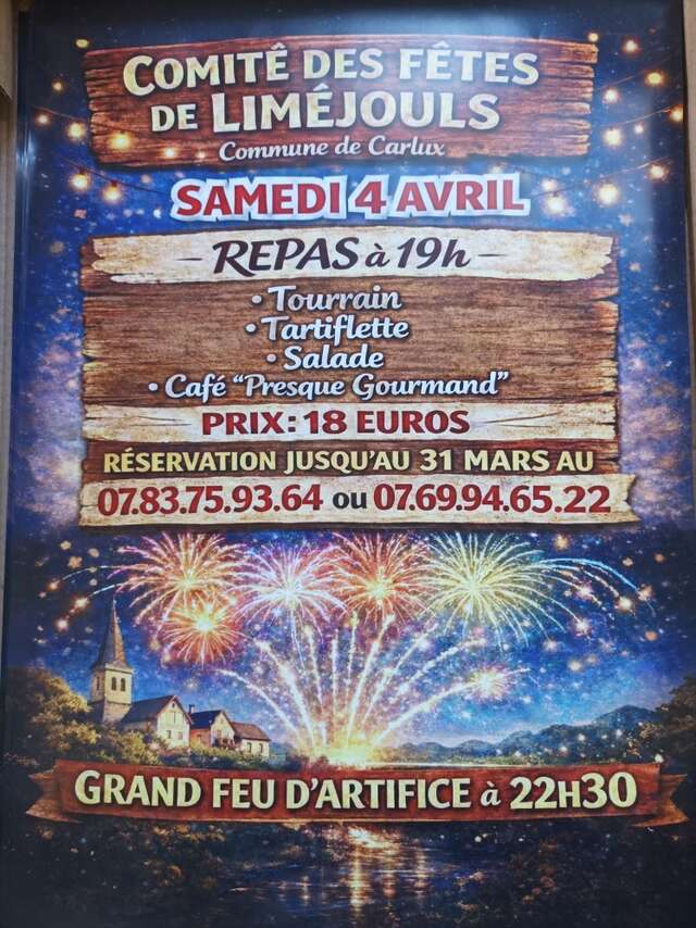 Repas et feu d'artifice à Carlux