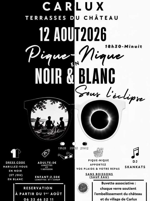 PIQUE-NIQUE EN NOIR ET BLANC SOUS L'ECLIPSE