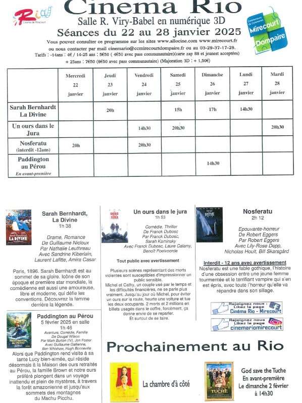 CINÉMA LE RIO - FILMS DE LA SEMAINE